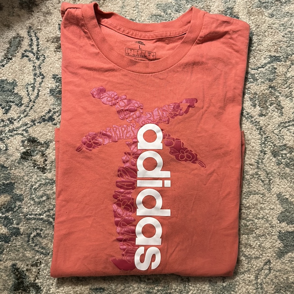 Large Pink Adidas Palm Tree Tshirt